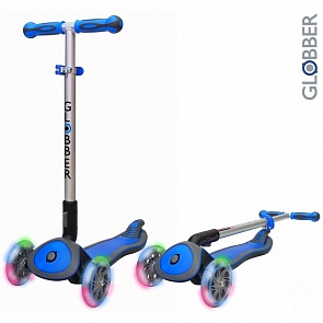 Самокат Globber Elite SL My Free Fold up 445-100 со светящимися колесами, темно-синий (Globber, 445-100) Самокат Globber Elite SL My Free Fold up 445-100 со светящимися колесами, темно-синий (Globber, 445-100)